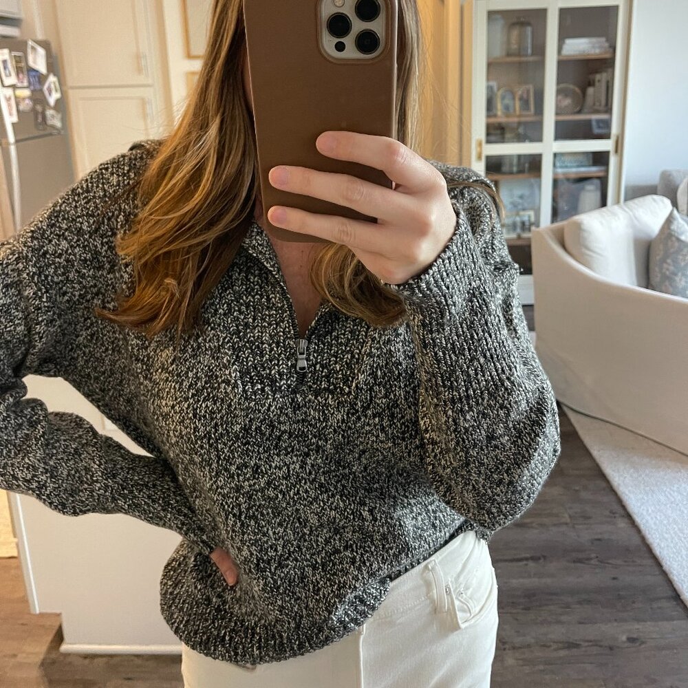 NWT - Grey Marbled Half-Zip from LOFT
